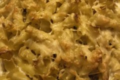 campanelle with bechamel and tiny meatballs (Man and cheese on steroids)