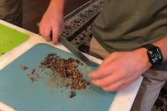 chopping chocolate for the tart