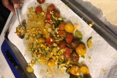 burst tomato, zucchini and corn galette