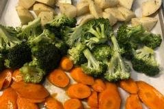 roasting clusters of mixed vegetables