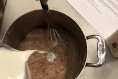 add milk to the cocoa and cornstarch