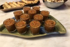 watermelon gazpacho and mustard and gruyere baton