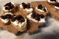 roasted grape and olive crostini