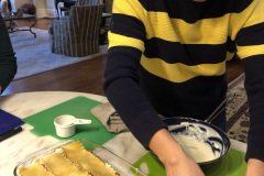 Jorge works on lasagna al forno with bechamel sauce