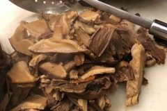 rehydrated porcini mushrooms ready to be chopped