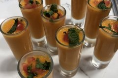 cantaloupe and tomato soup shots