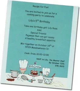 Childrens cooking party